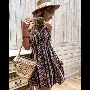 Geo print backless halter dress.  NWT!  NEVER WORN!